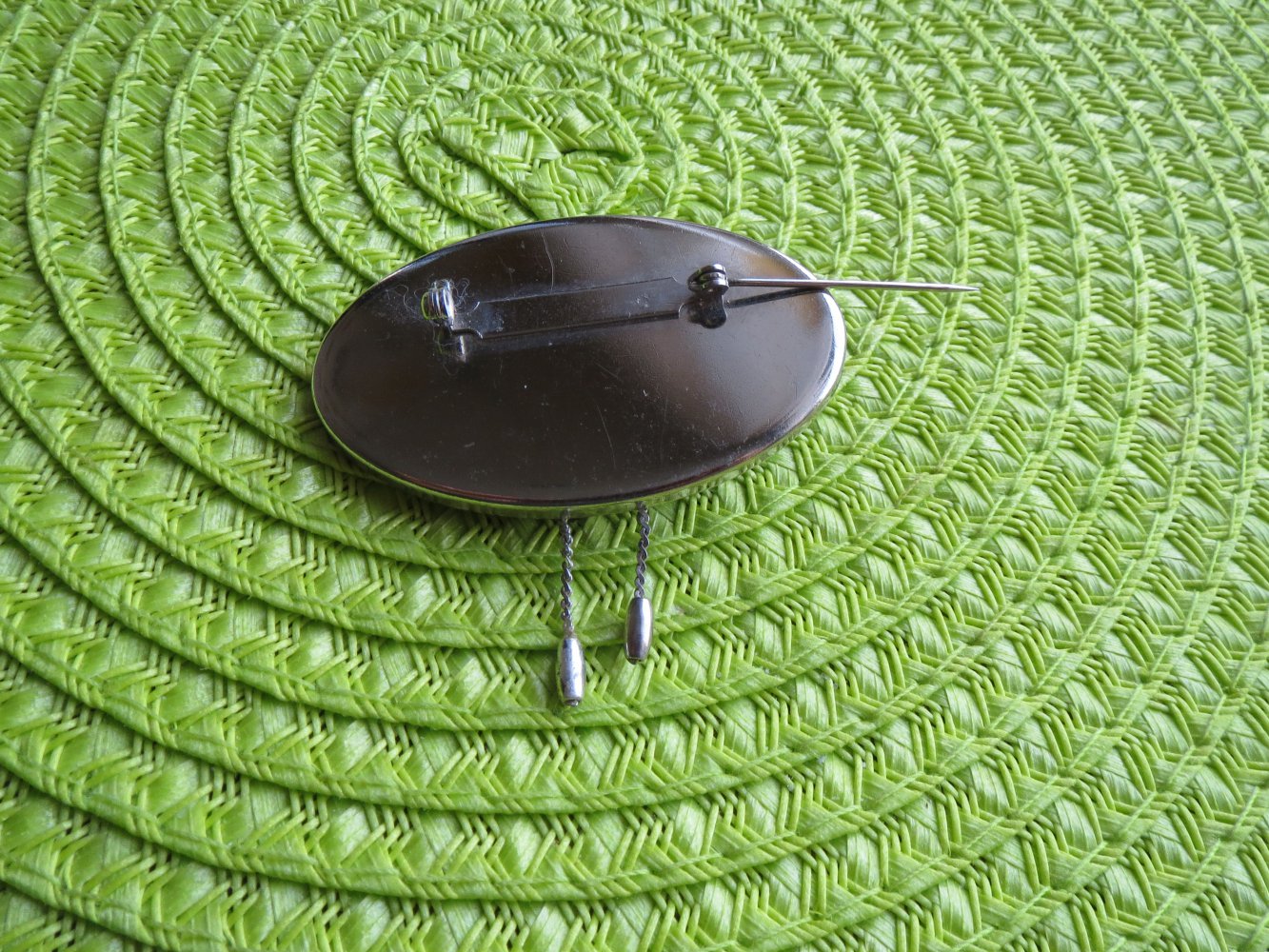 Brosche, Vintage, oval, grau