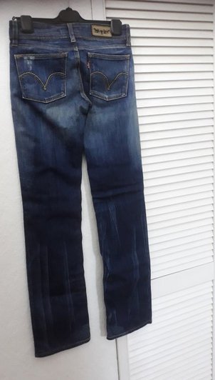 LEVIS STRAUSS STRAIGHT FIT 570 GERADES BEIN STRETCHHOSE JEANS HÜFTJEANS JEANSHOSE 27/34 34 XS