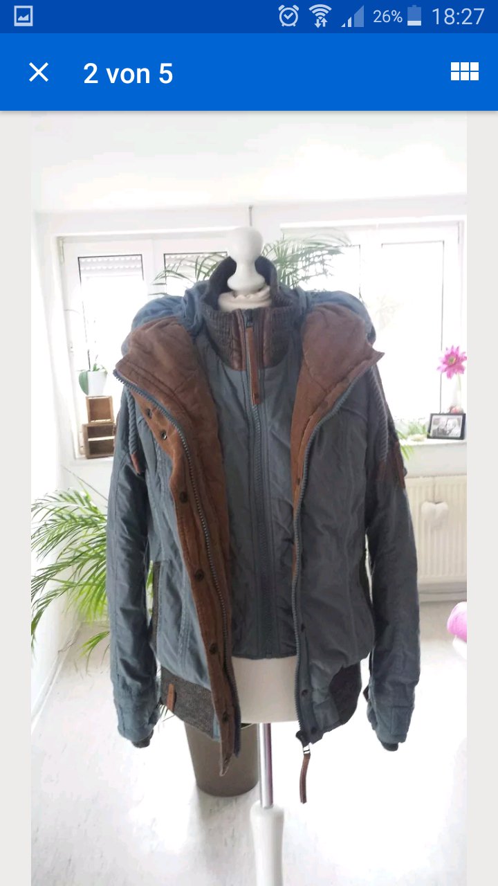 Naketano shortcut Winter Jacke hellblau braun neu M 38 