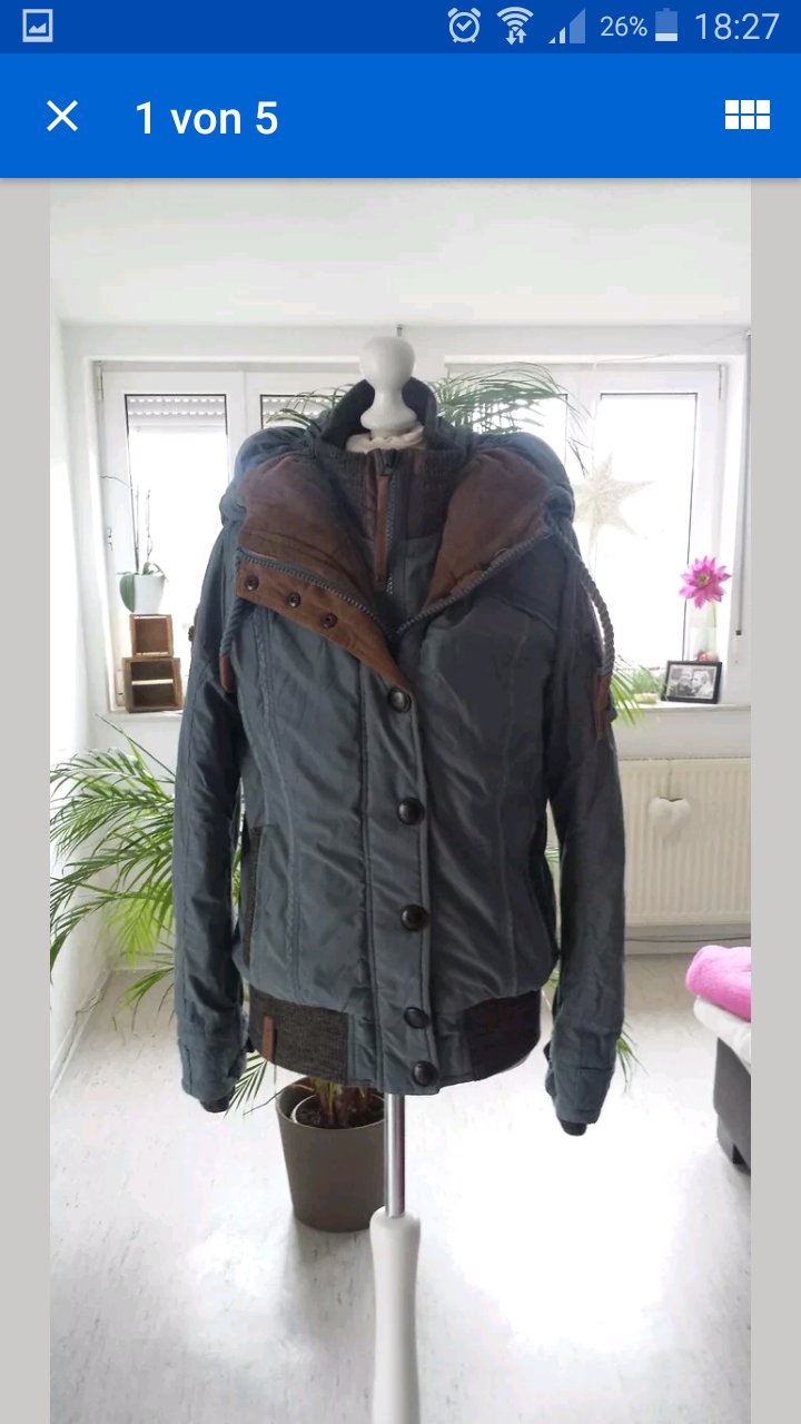 Naketano shortcut Winter Jacke hellblau braun neu M 38 