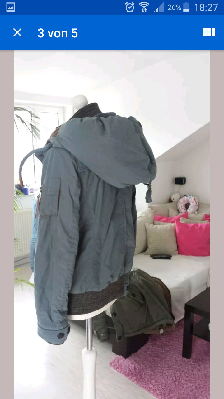 Naketano shortcut Winter Jacke hellblau braun neu M 38 