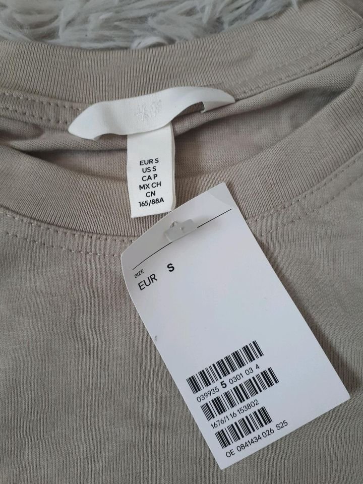 Beige / Khaki Tshirt Kleid , t-shirt , h&m Tshirtkleid Gr. S