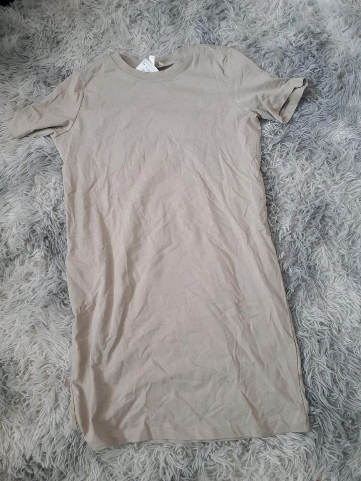 Beige / Khaki Tshirt Kleid , t-shirt , h&m Tshirtkleid Gr. S