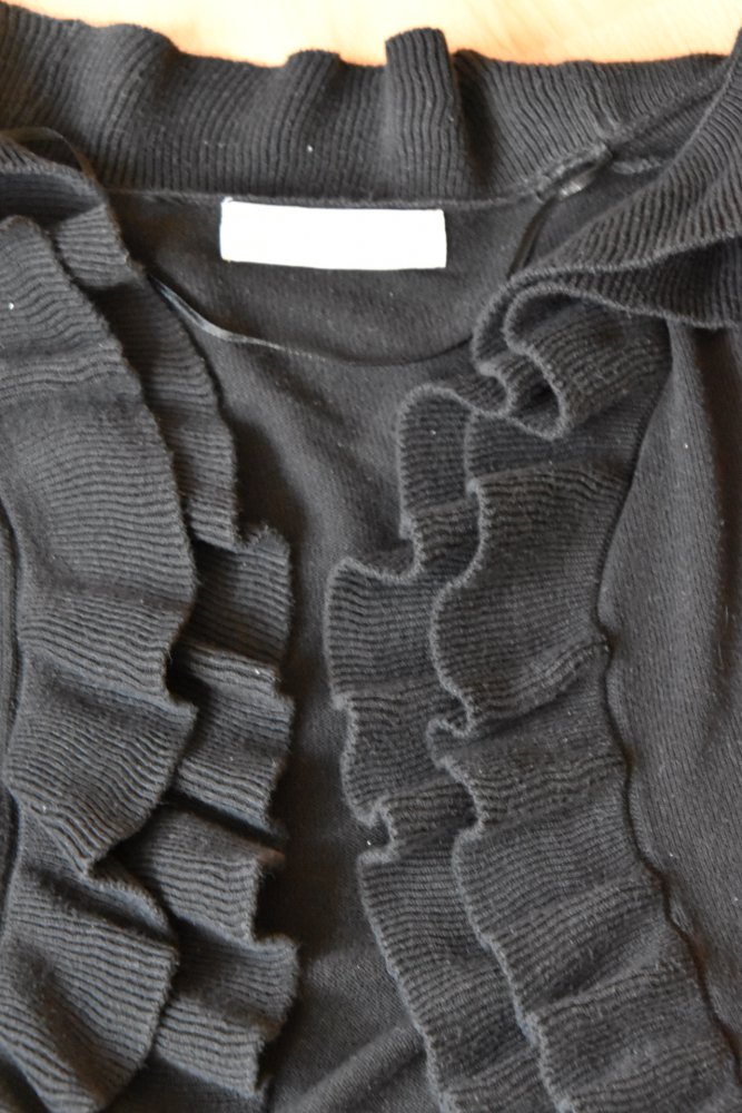 Rüschenshirt, langarm, schwarz