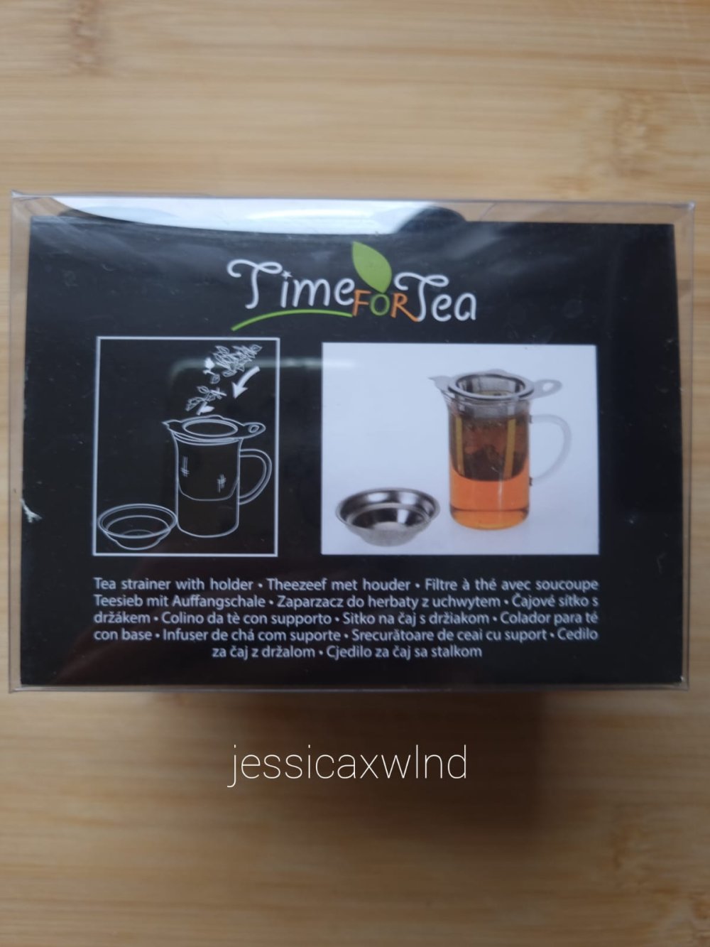 Teesieb mit Auffangschale Kannenform