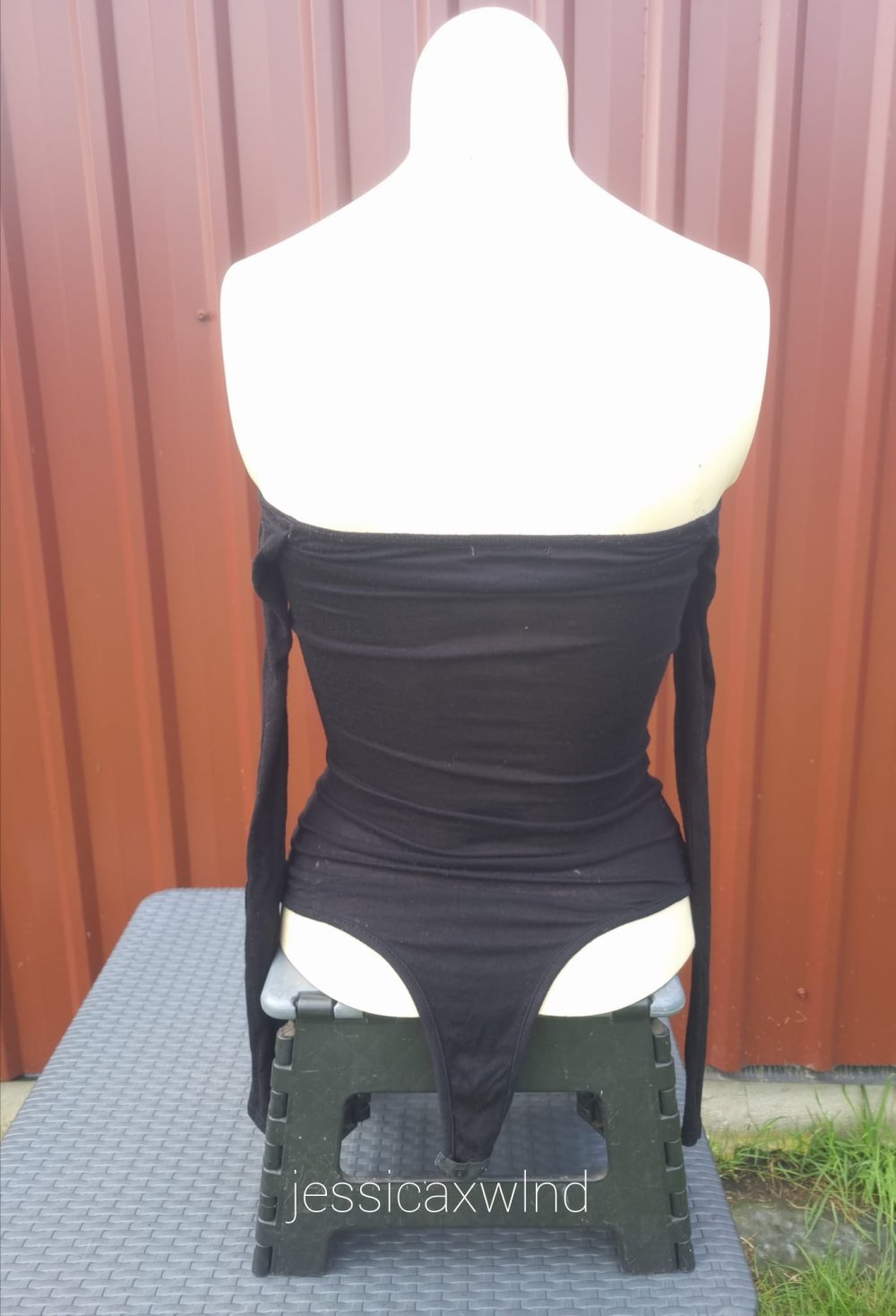 Schulterfrei Body Schwarz Basic Schlicht Elegant Party Alltag