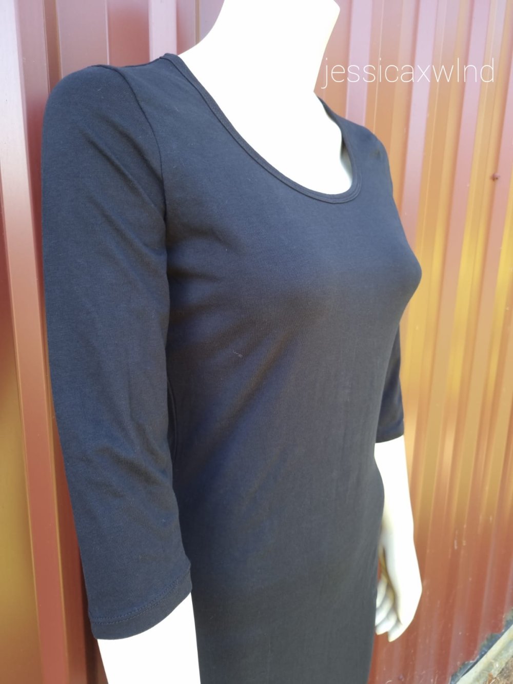 Schwarz Basickleid Dreiviertel Basic Alltag