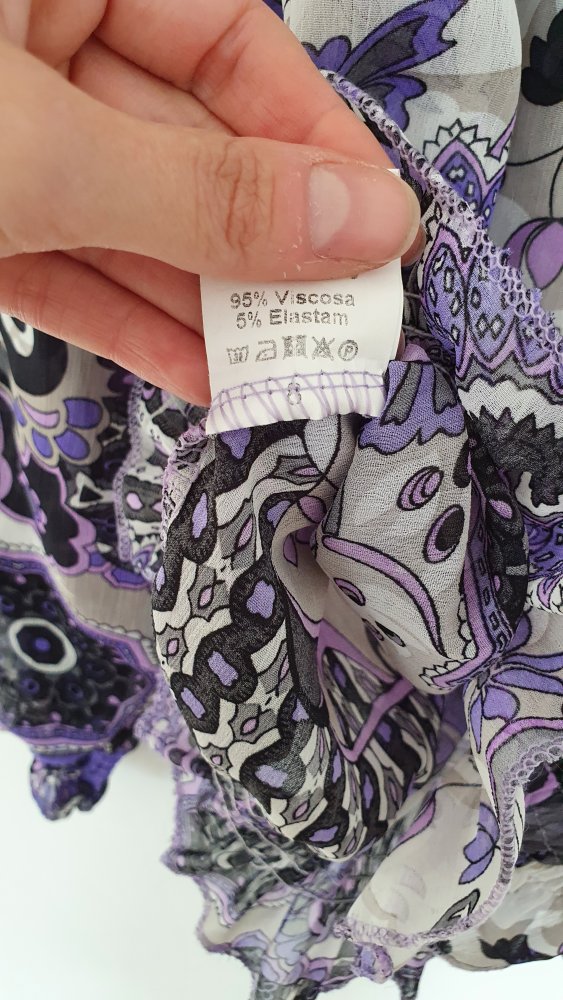 Italienische Carmenbluse Schlupftbluse offshoulder violett schwarz