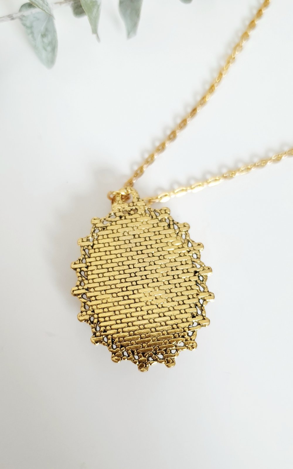 Vintage Kette mit Medaillon Anhänger Choker Cabochon gold Mucha Topas 4 Edelsteine