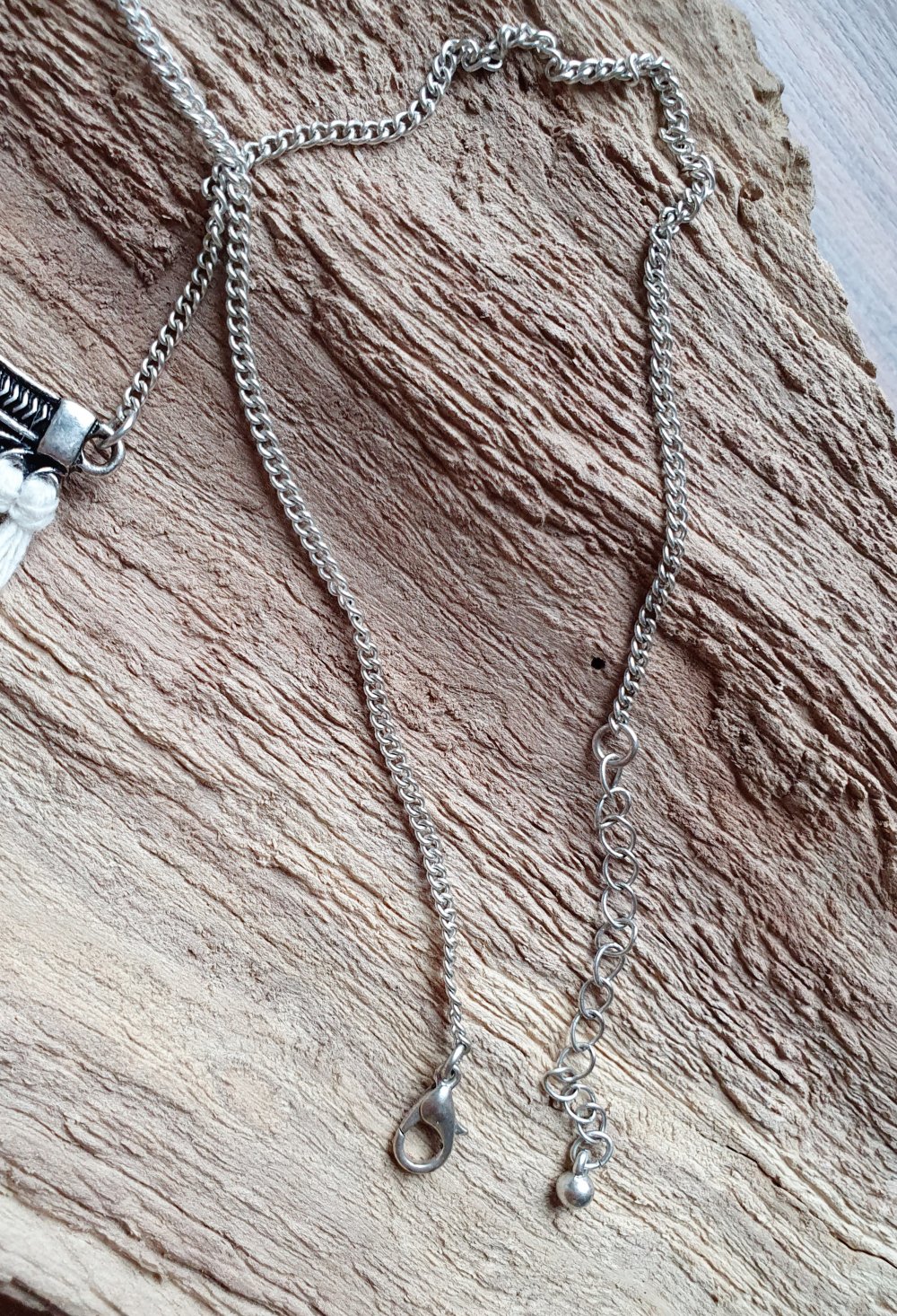 Boho Baumwoll Kette Hippie African Ethno mit Fransen braun beige weiß