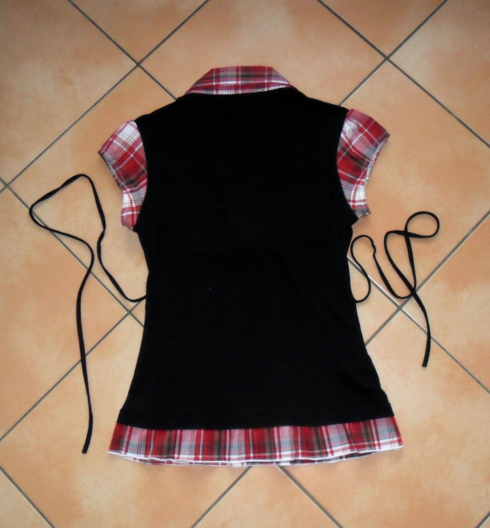 Blusen-Top Lagenlook Tally Weijl Totally Sexy 38 neuwertig schwarz kariert Stretch