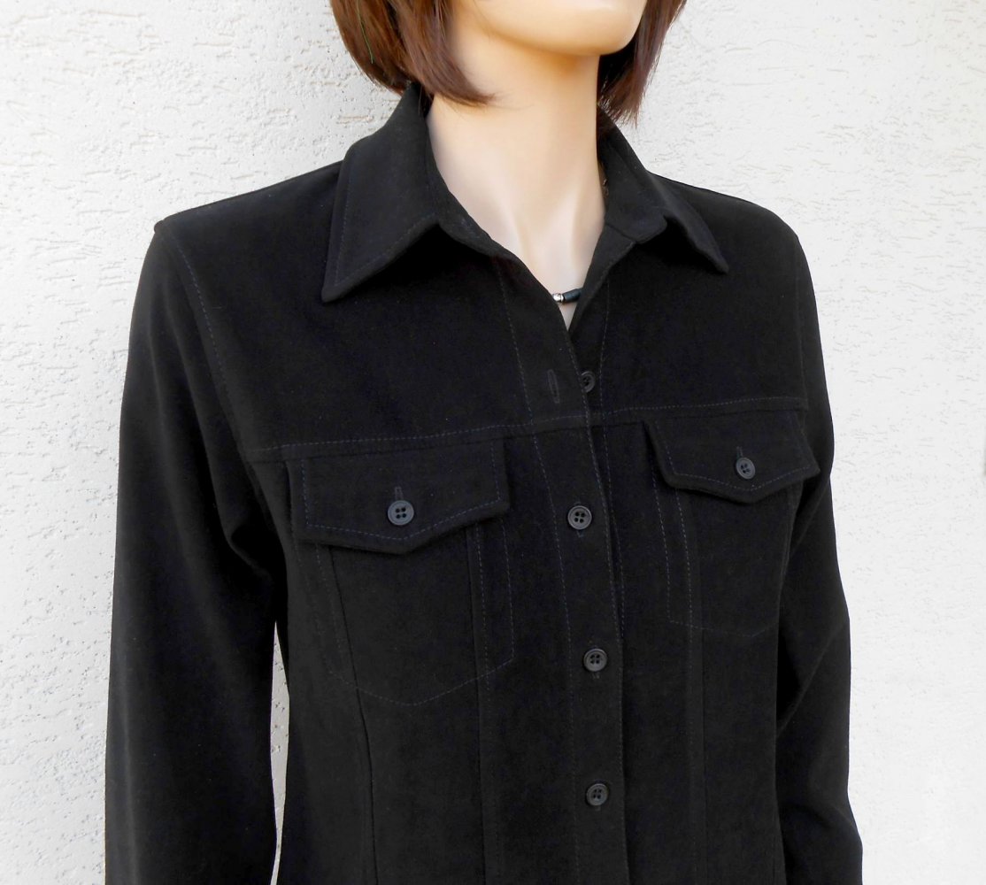 Süße Bamboo Stretch Bluse 38 Jacke Samtig schwarz sehr guter Zustand!