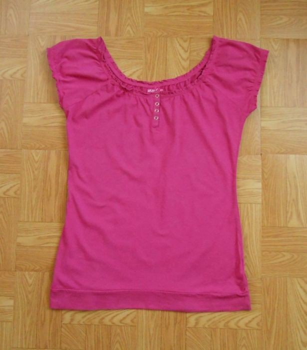 Süßes Long-Top 1 x getragen Fuchsia 38/40 SeXy Ausschnitt Stretch Baumwolle 