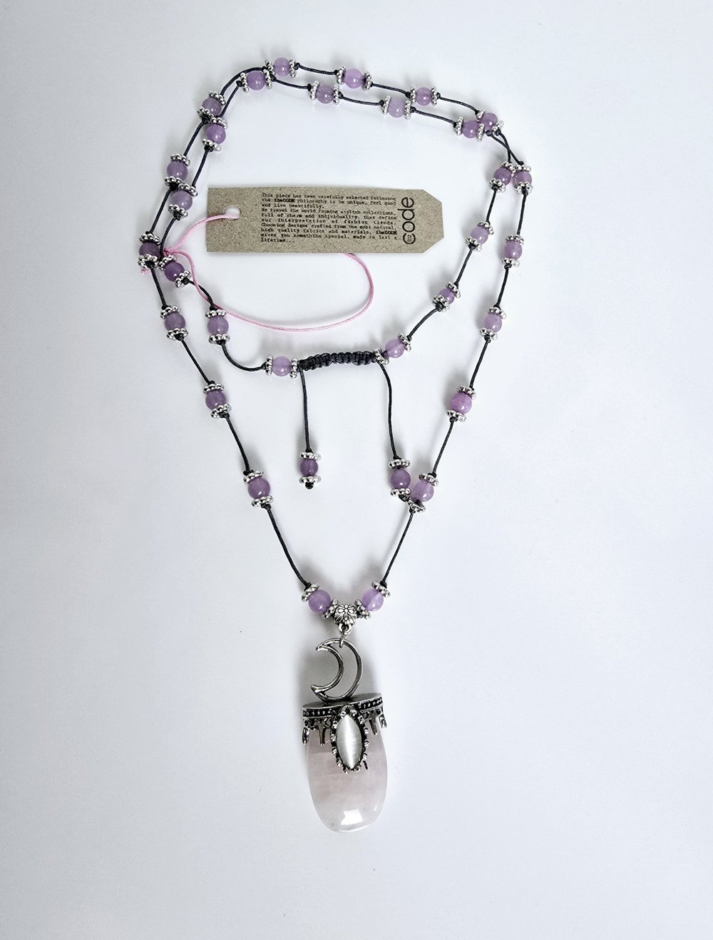 Rosenquarz Mondstein Kette Ibiza