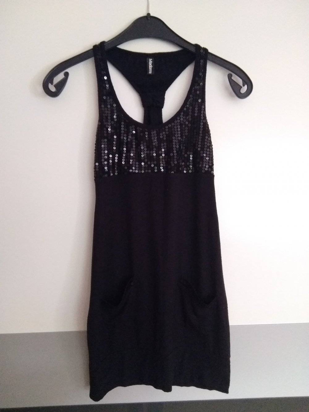 Partytop Pailettentop Tanktop schwarz