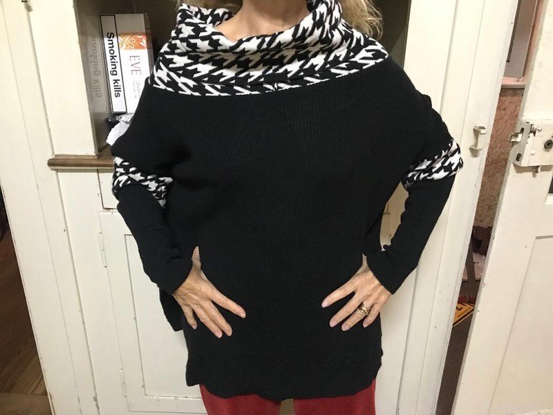 vintage schwarz weiss Pullover Mod Strickpulli Strickpullover M L