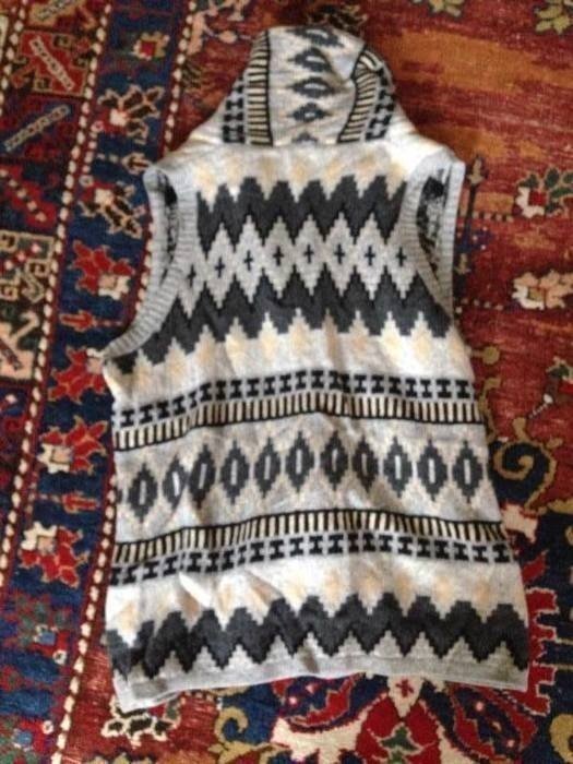 vintage Boho Strickweste Cardigan Weste L Blogger Norweger Strickjacke