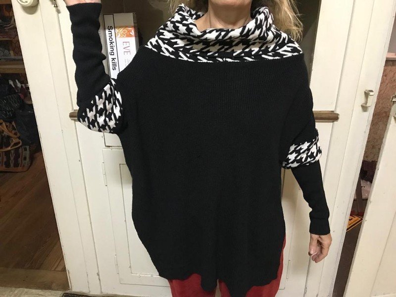 vintage schwarz weiss Pullover Mod Strickpulli Strickpullover M L