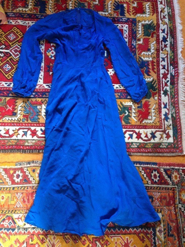 vintage transparent langes Kleid S Sommerkleid blau handmade