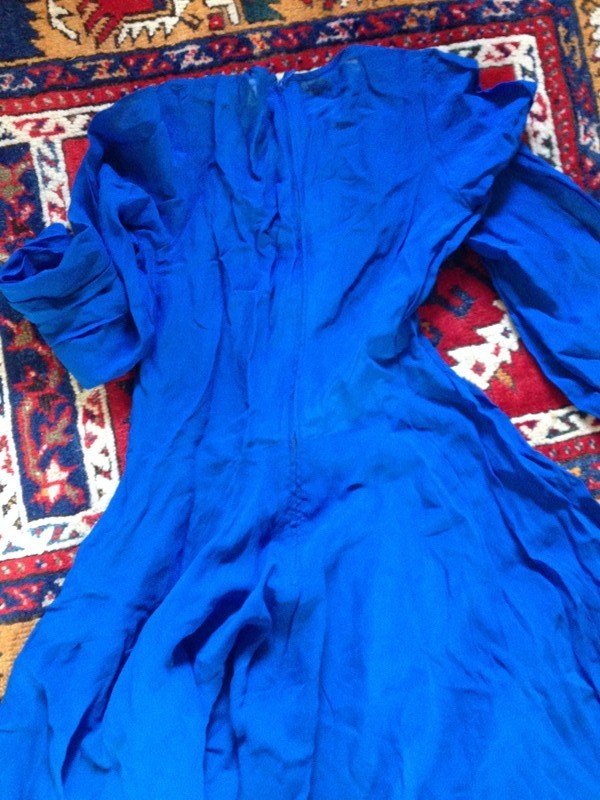 vintage transparent langes Kleid S Sommerkleid blau handmade