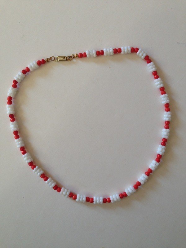 vintage weiss orange Kette Hippie Hipster Blogger