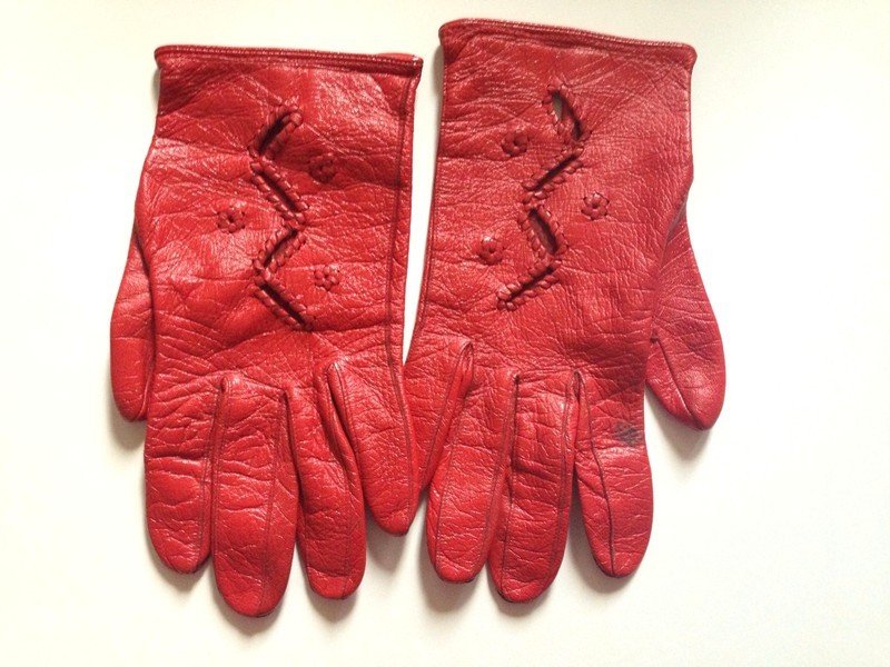 vintage rote Handschuhe Hippie Blume hipster