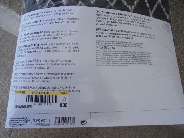 Tchibo Jerseykleid Wickel-Optik 52/54 OVO schwarz weiß