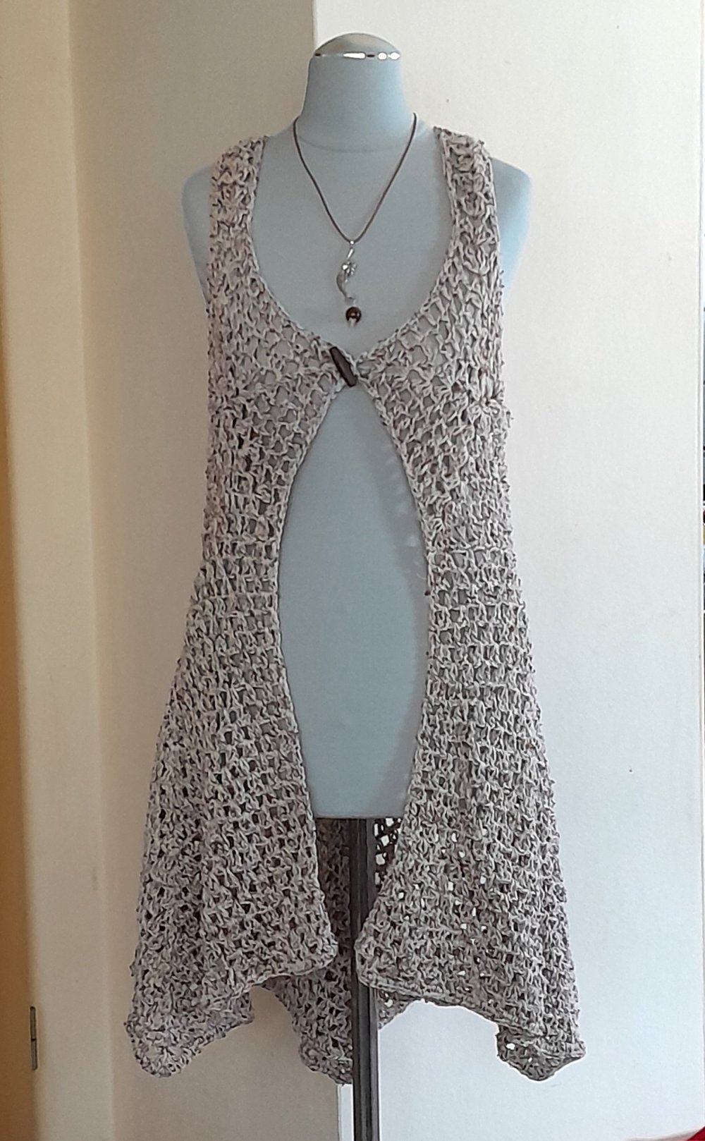 Ausgefallene, einzigartige Hippie Häkelweste, Gr.36/38