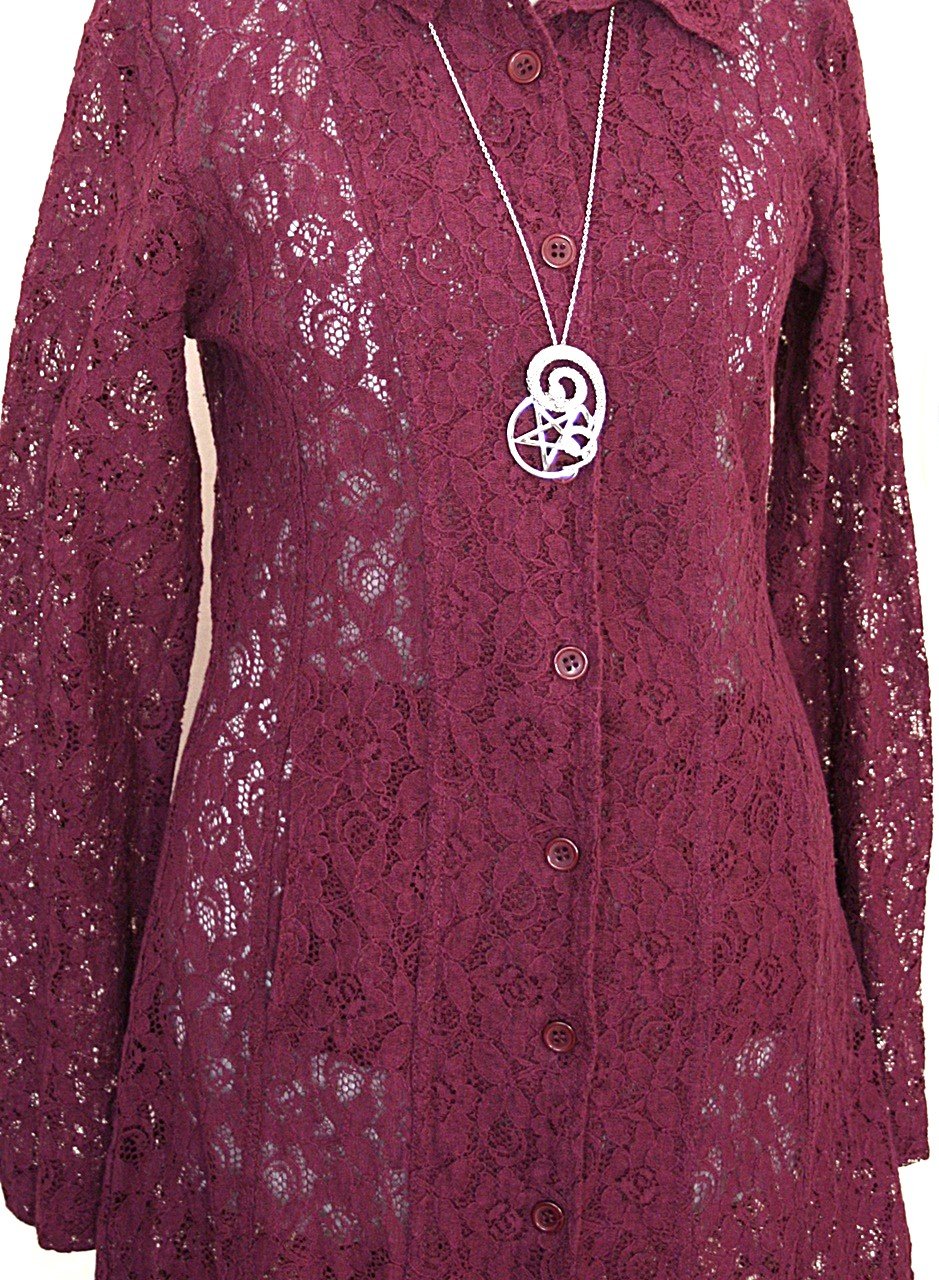 Schöne Vintage Longbluse aus Spitze, Gr.34/36