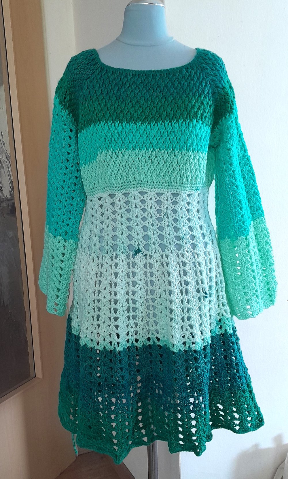 Wunderschönes, grünes Fairycore Strickkleid, Gr.S/M