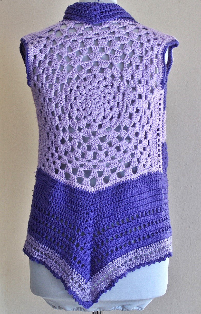 Ausgefallene, einzigartige Hippie Häkelweste, Gr.XS