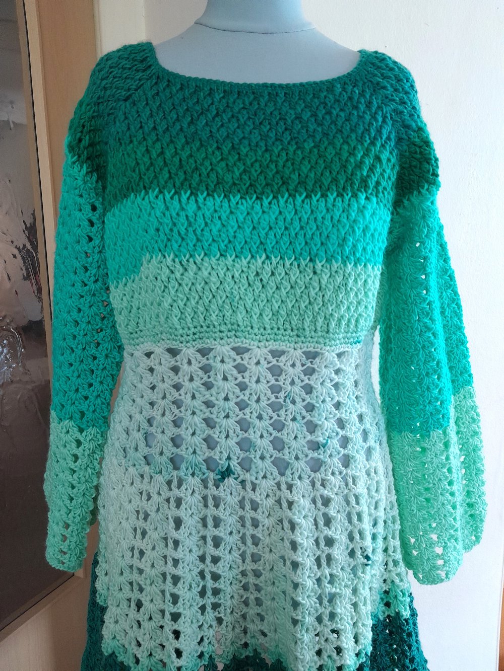 Wunderschönes, grünes Fairycore Strickkleid, Gr.S/M