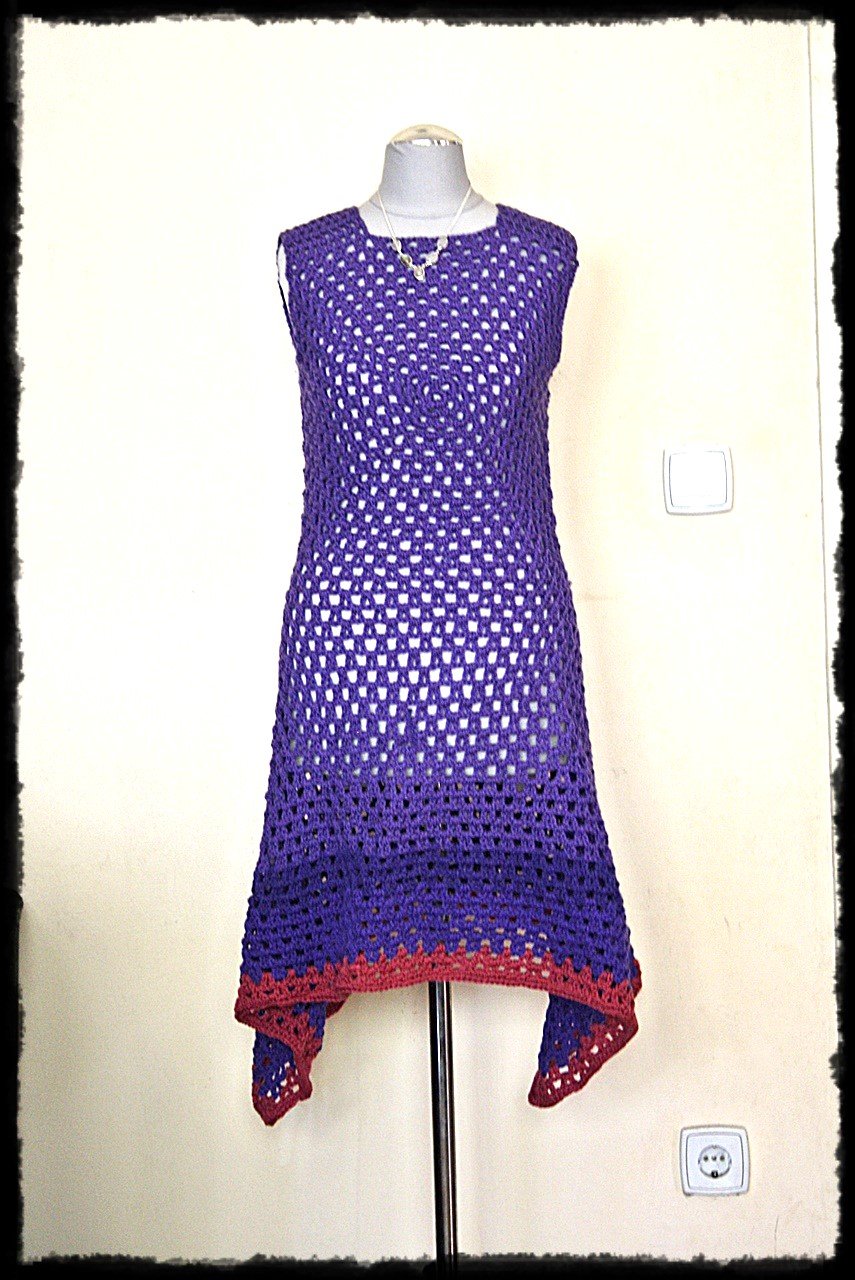 Ausgefallenes, einzigartiges Zipfelkleid in Violett, Gr.S, Unikat