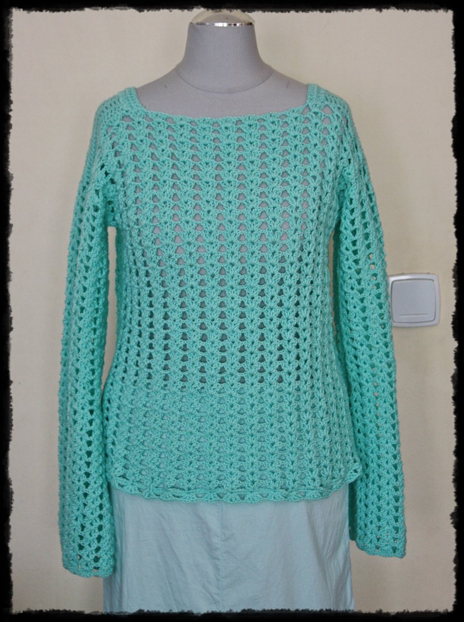 Weicher, lockerer Vintage Pullover in Mint, Gr.S