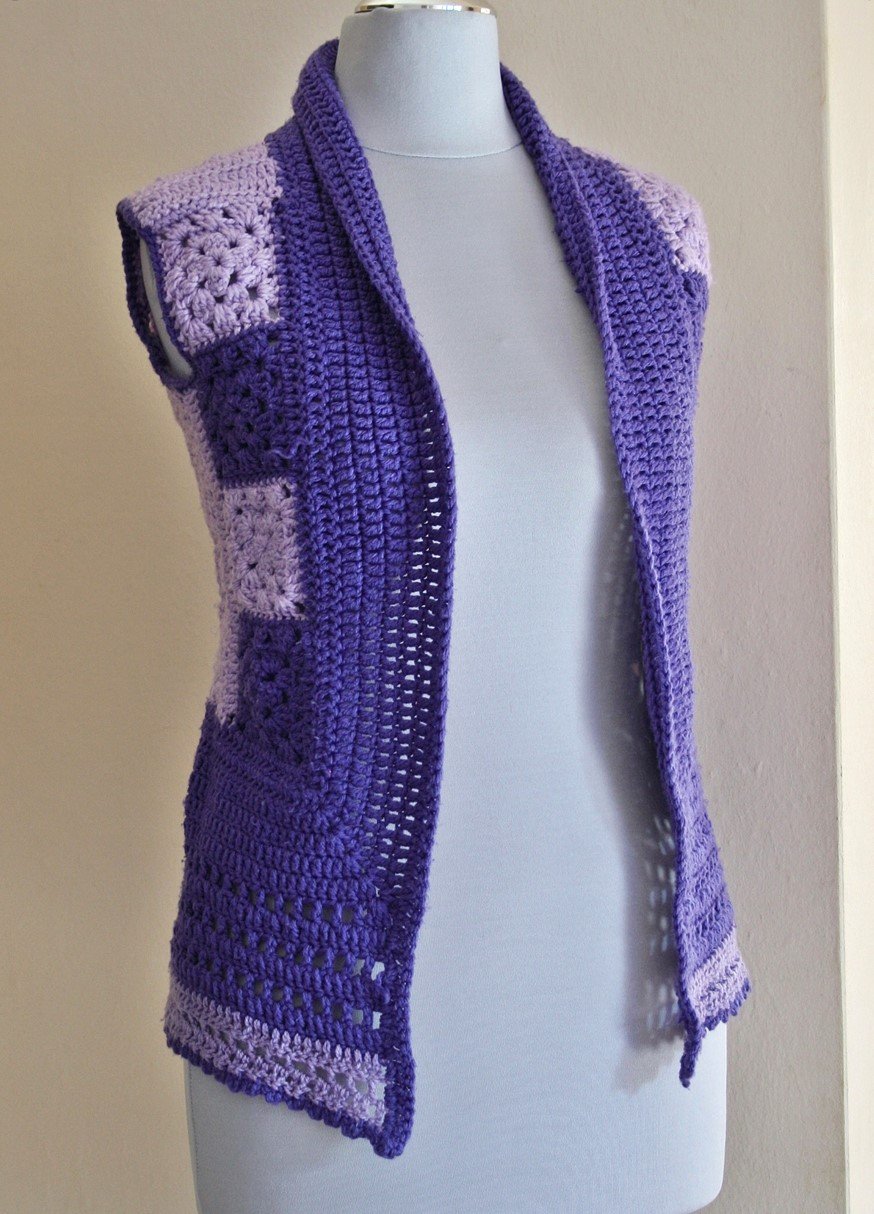 Ausgefallene, einzigartige Hippie Häkelweste, Gr.XS