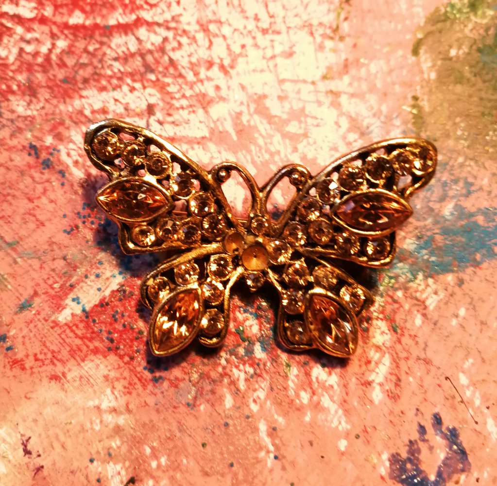 Frankie B.! Designerschmuck Goldene Brosche Pin Schmetterling Los Angeles Strassschmuck!