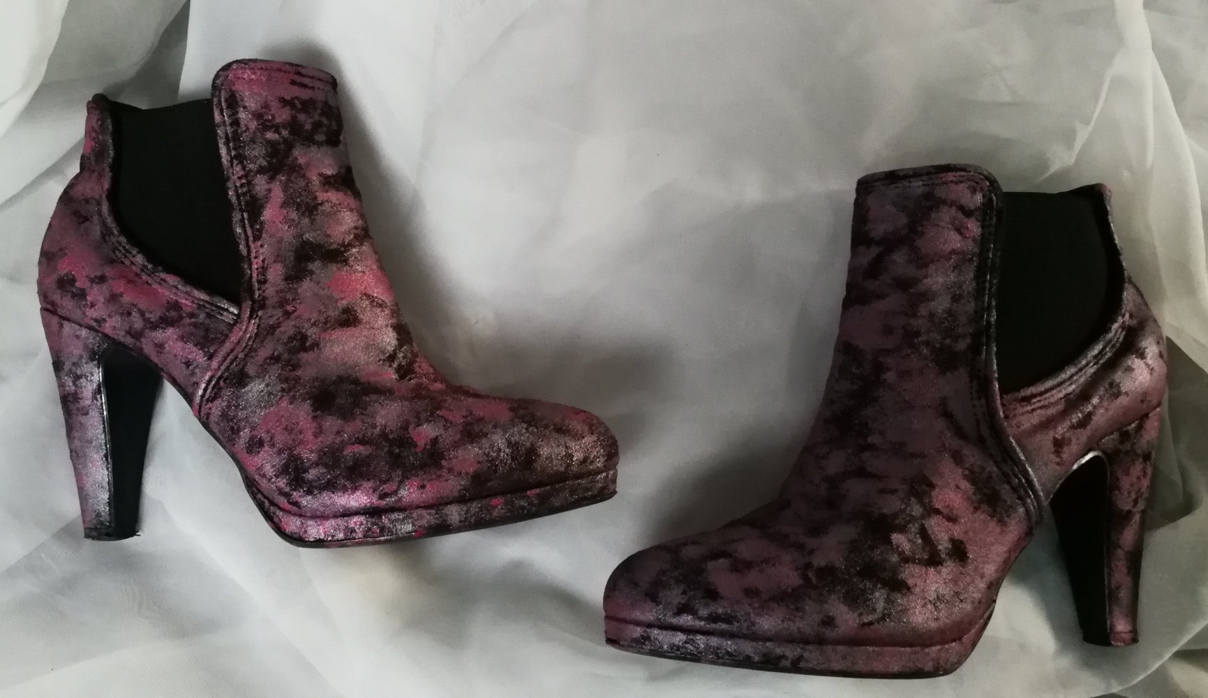 Stilettos Custom Pumps Stiefeletten Gr. 37 Galaxy Glitter Metallic Batikeffekt