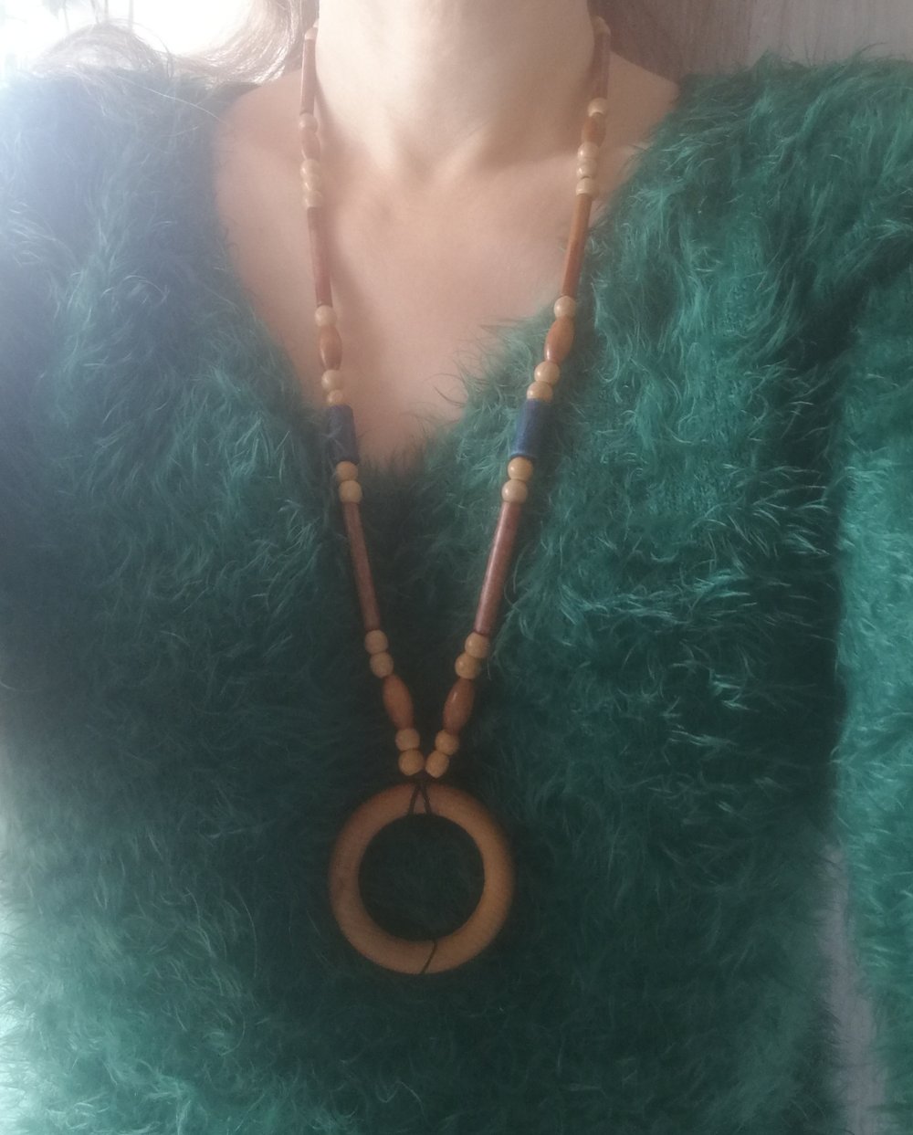 Halskette Naturschmuck Unisex Custom Unikat True Vintage 80er Holzkette Exotic Hippie Boho