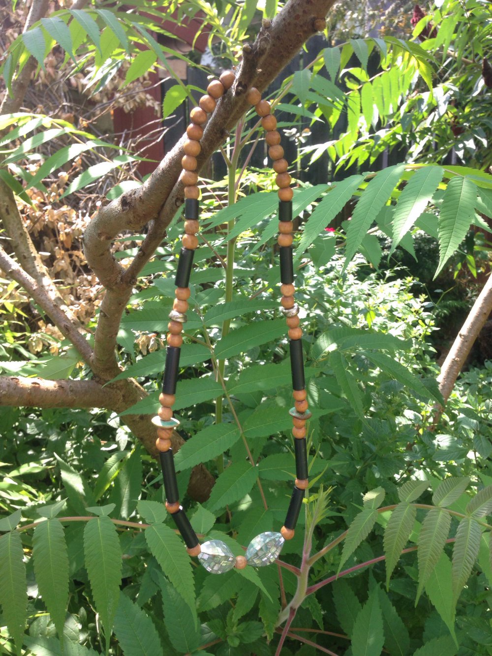 Halskette Pauamuschel Abalone Custom Ethnoschmuck Buddha Yoga Vintage Boho Perlenkette Retrostyle! 