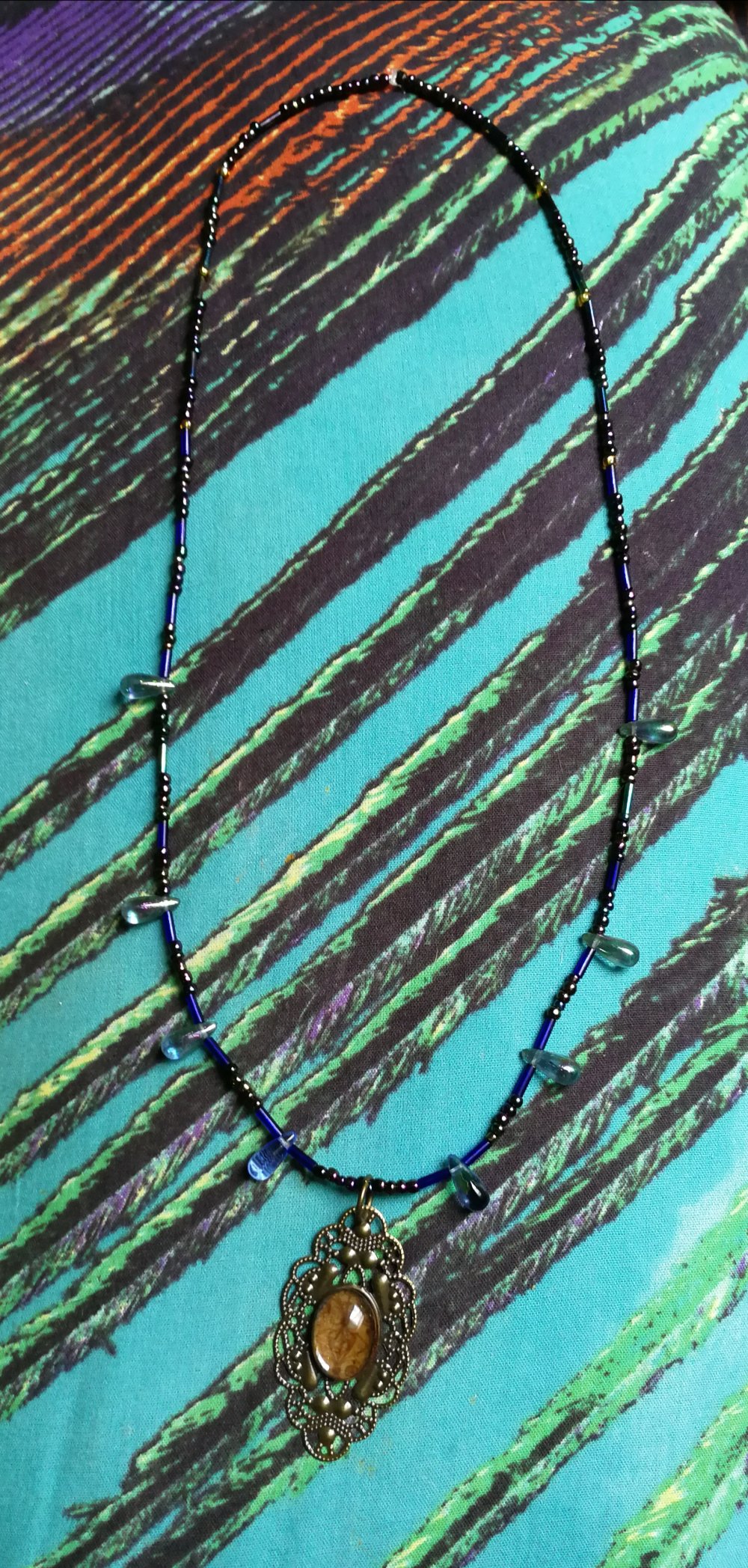 Damenkette Halskette Victorian Regenbogenperlen Glastropfen Designerschmuck True Vintage Gothic