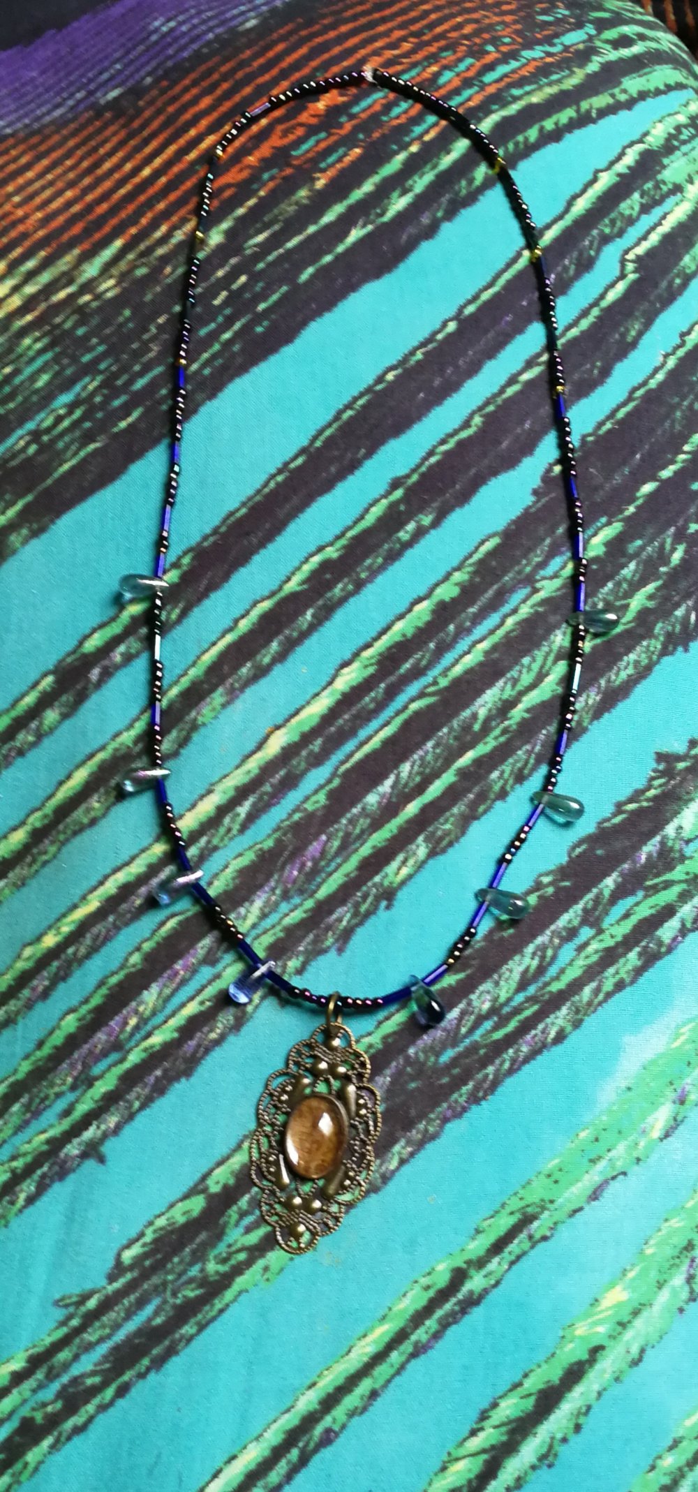 Damenkette Halskette Victorian Regenbogenperlen Glastropfen Designerschmuck True Vintage Gothic