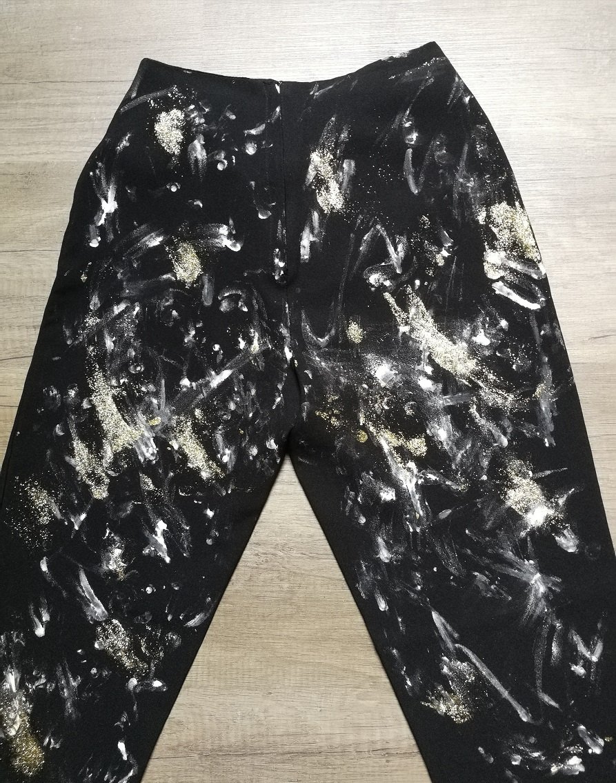 Designer Unikat Stoffhose Glitter Glamour! 90er Original in XS! Anti-Cellulite =)