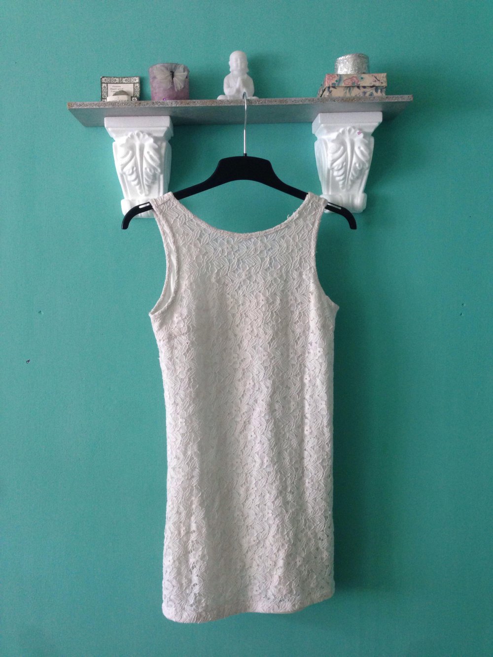 Minikleid! Weißes Spitzenkleid! Häkel Romantiklook A-Cut!