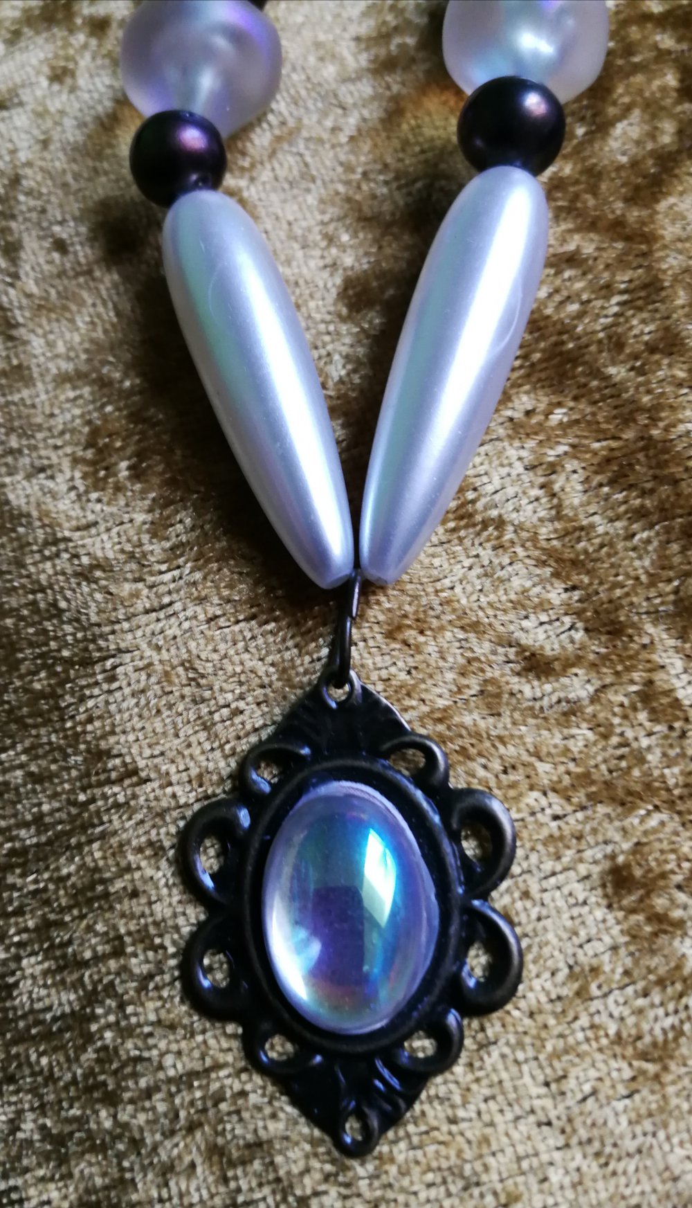 Perlenkette Victorian Gothic Halskette Designerschmuck Vintage Retro Custom 80er Schmuck