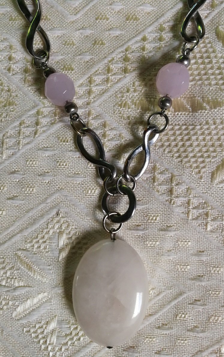 Wundertolle Rosenquarz Kette Vintage Retro Boho Hippie! Für Herzensbelange! Bijou Brigitte