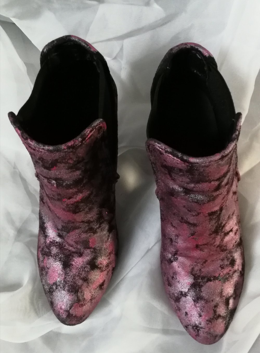 Stilettos Custom Pumps Stiefeletten Gr. 37 Galaxy Glitter Metallic Batikeffekt