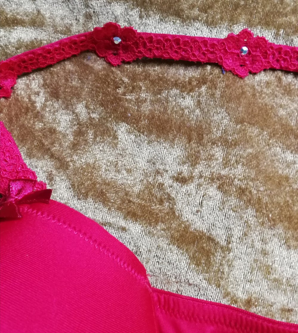 BH Roter BH Push-up Büstenhalter mit Strass Floral Blumen sexy Eleganz