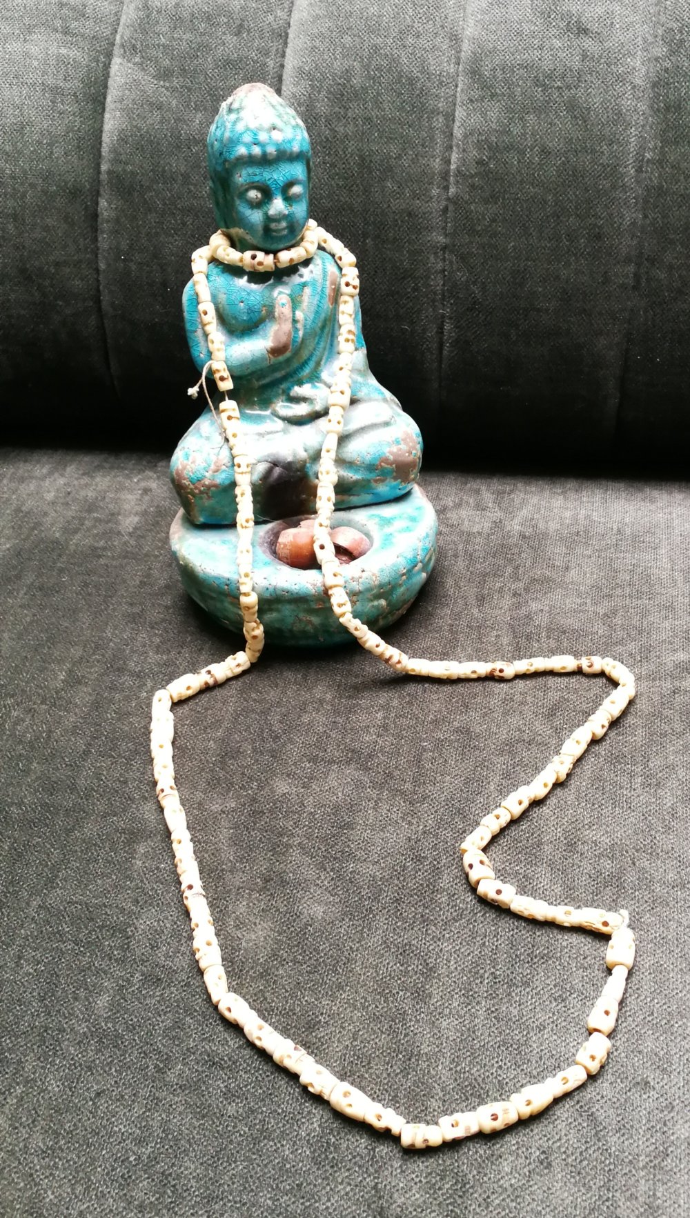 Tibet Kette Mala Gebetsperlen Bone Skull Buddhakette True Vintage 90er London