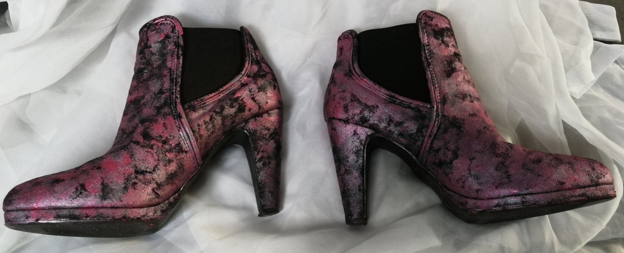 Stilettos Custom Pumps Stiefeletten Gr. 37 Galaxy Glitter Metallic Batikeffekt