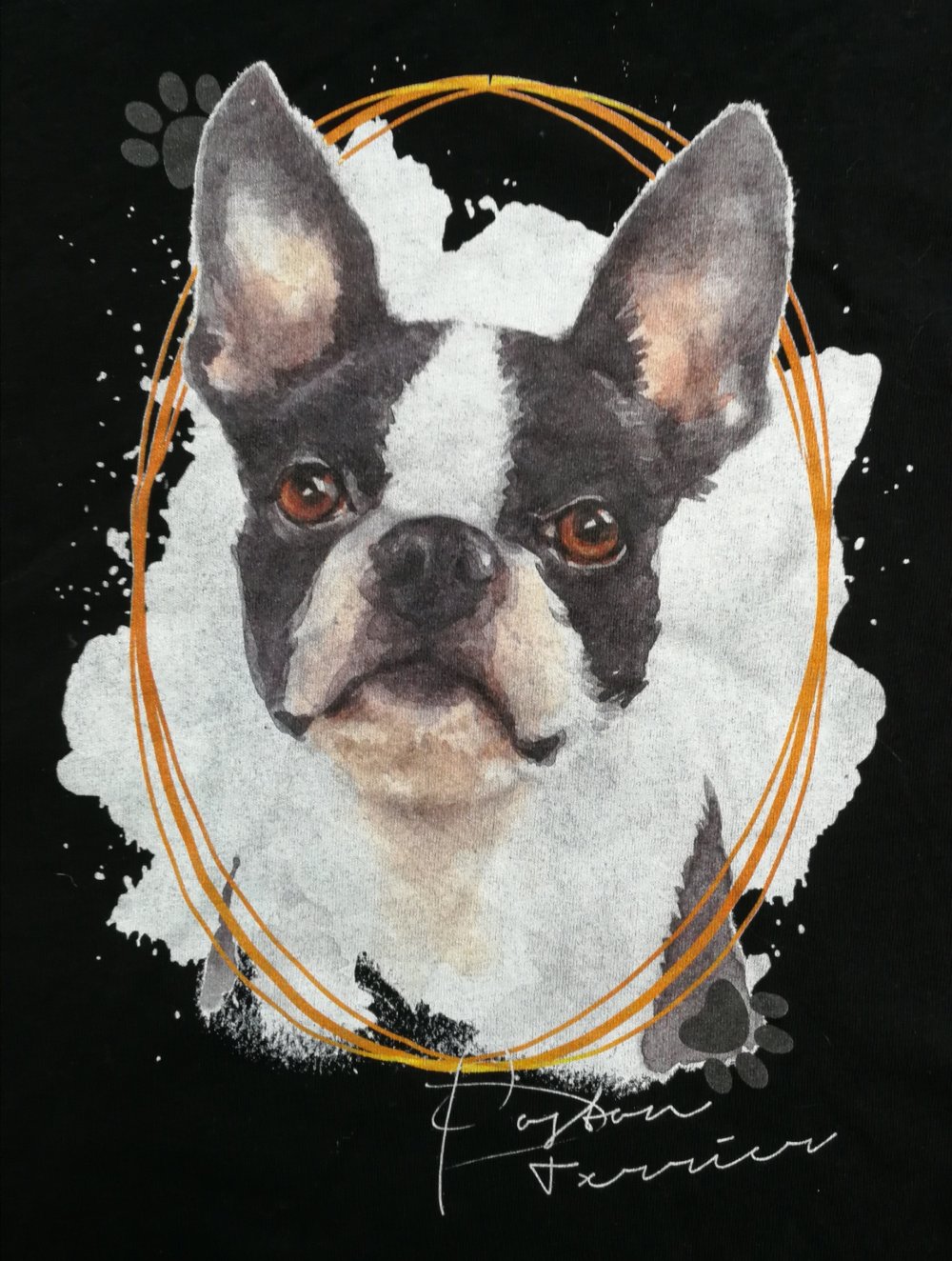 Boston Terrier T-Shirt Dog Hund Bulldog Artprint Kunstshirt